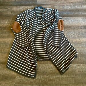 Bajee Collection by Becool Army Green Cream Long Sleeve Open Cardigan Duster